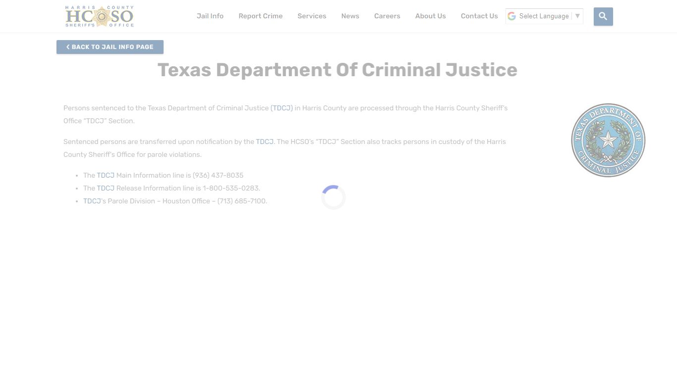 Texas Department of Criminal Justice - Harris County Sheriff's Office