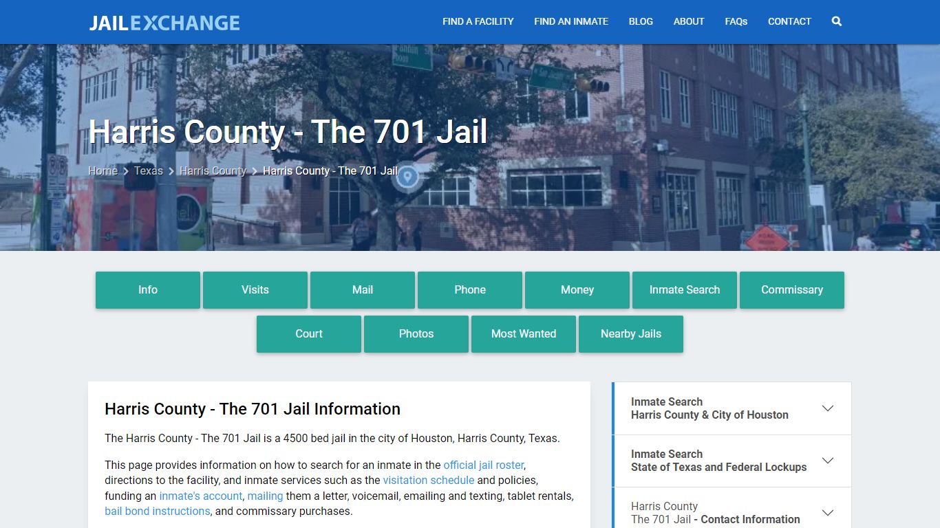 Harris County - The 701 Jail, TX Inmate Search, Information - Jail Exchange